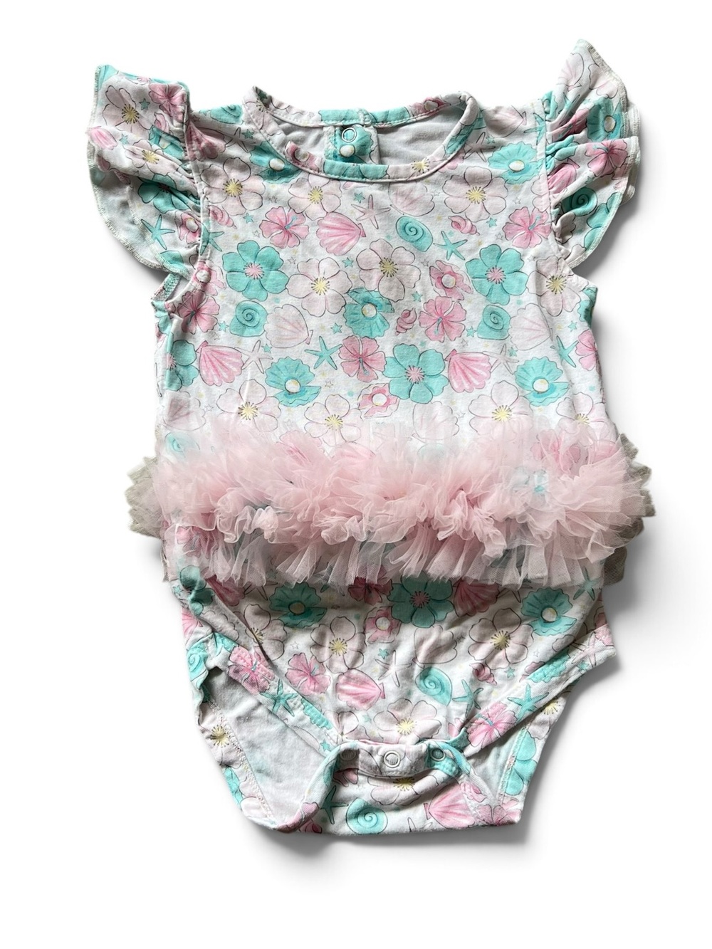 Milkberry Mermaid Floral Tutu Bodysuit 6-9M